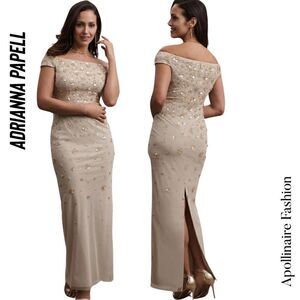 BHLD ROSIE IFF SHOULDER COLUMN GOWN IN NEUTRAL SIZE 16